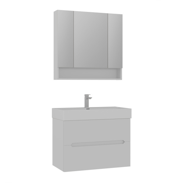 Тумба с раковиной Orka Malta 80 5001474 кашемировый матовый/белый