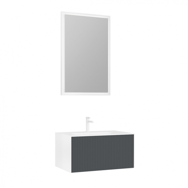 Тумба с раковиной Orka Cube 80 3000371 антрацит матовый/белый