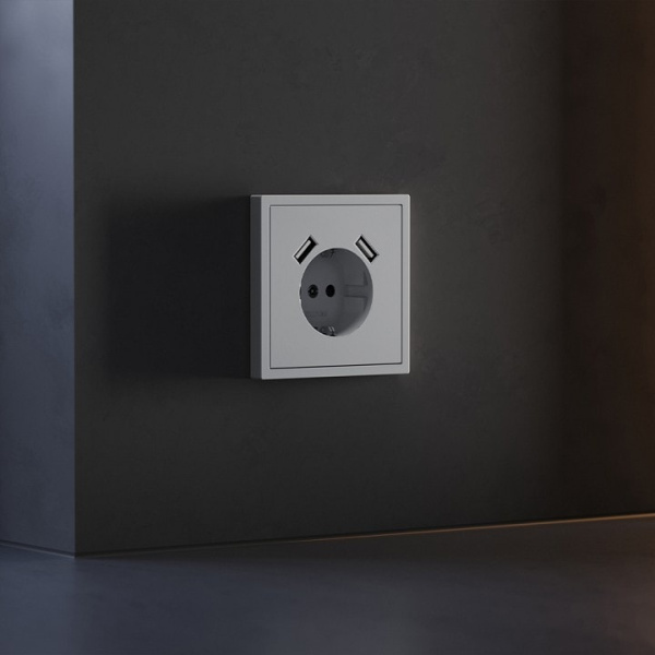 Накладка для розетки с заземлением и со шторками и 2хUSB type A Voltum S70 VLS000916