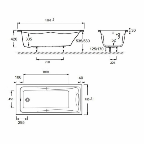 Акриловая ванна Jacob Delafon Odeon Up 160х75 E6D025-00