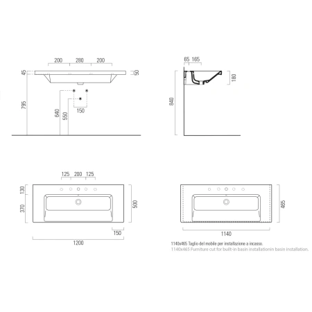 Раковина 120x50 см GSI Norm 8626111