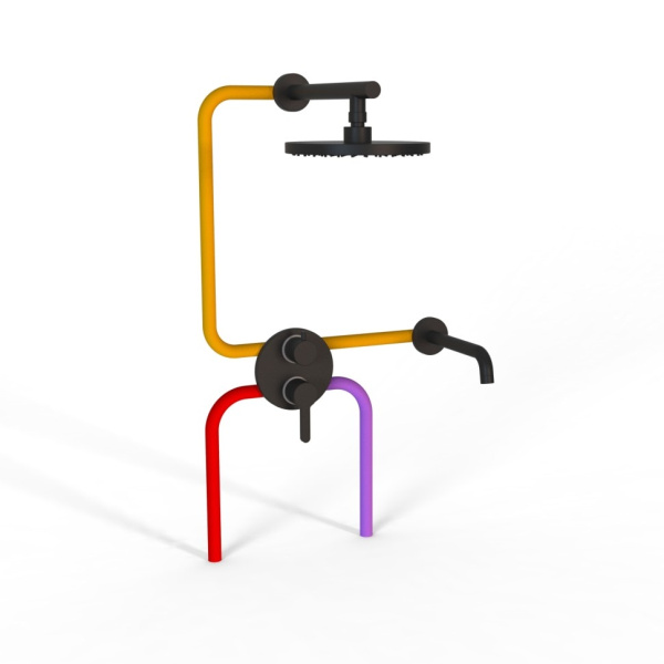 Душевой комплект Paini Cox 78PZSET26911BATHHEAD черный матовый