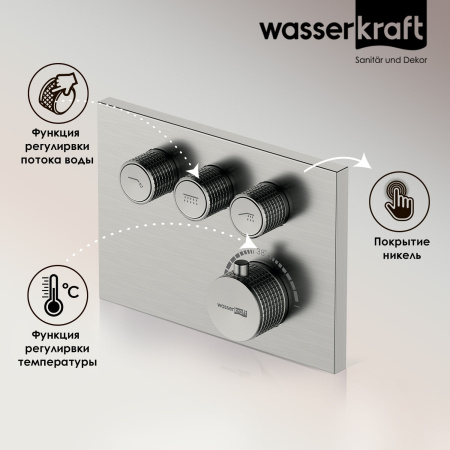 Термостатический смеситель для душа WasserKRAFT Wern 4258 Thermo никель