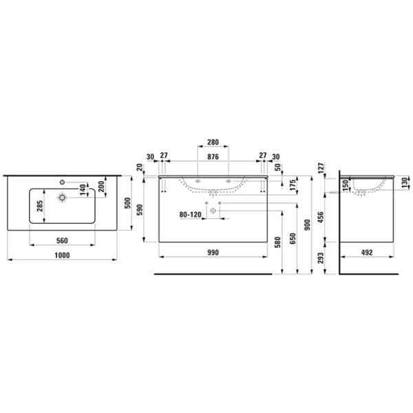 Тумба с раковиной Laufen Pro 100 8.6496.2.260.104.1 белый