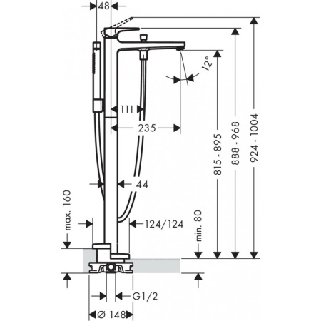 Смеситель для ванны hansgrohe Metropol 32532340 шлифованный черный хром