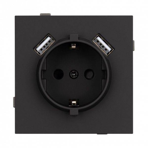 Розетка с заземлением и 2хUSB type A, без рамки Arlight SCT-TENDO 054603