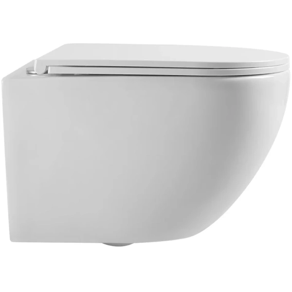 Унитаз подвесной Agger AT03100 безободковый, с сиденьем микролифт, белый глянец