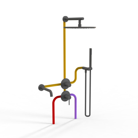 Душевой комплект Paini Cox 78PZSET36911SHBATH черный матовый