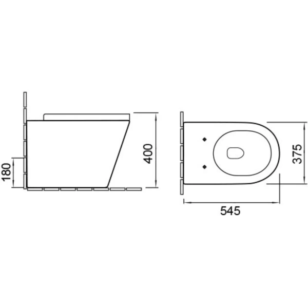 Приставной безободковый унитаз с сиденьем микролифт SantiLine SL-5020MB