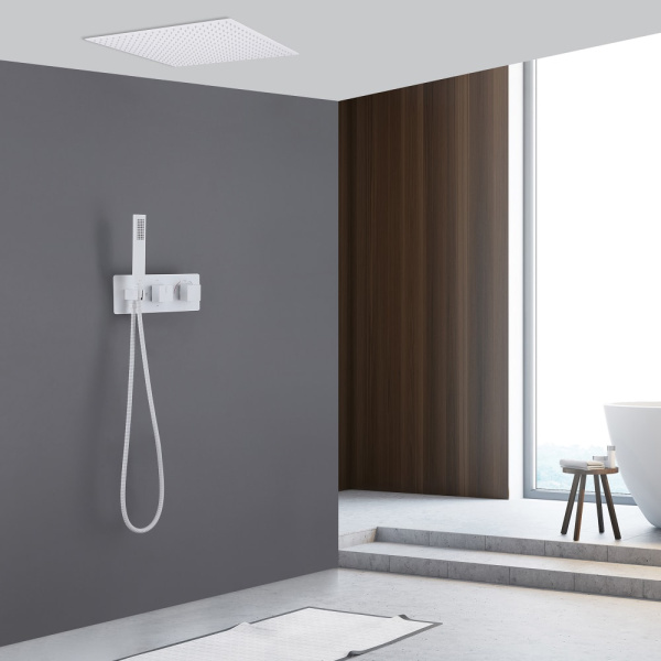 Душевой комплект Abber Daheim AF8255W с термостатом белая матовая