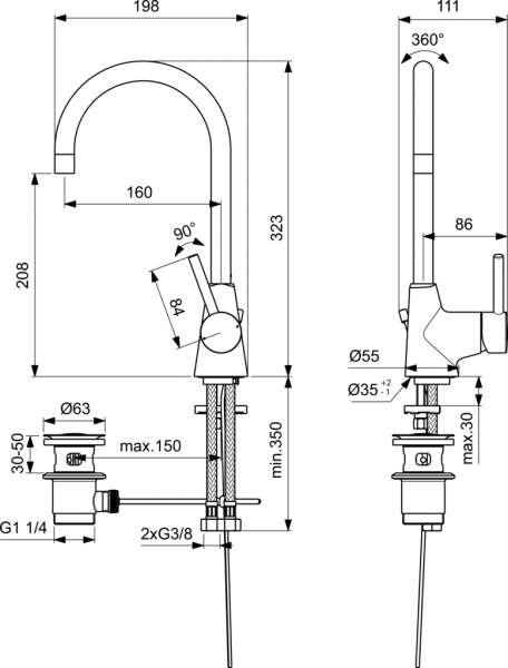 Смеситель для раковины Ideal Standard Ceraline BC195AA