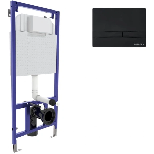 Инсталляция для унитаза Berges Novum F5 040255 с кнопкой смыва, черный матовый