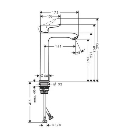 Смеситель для раковины hansgrohe Metris 31185000 без донного клапана