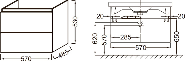Тумба под раковину Jacob Delafon Odeon Up 57 EB878-E10 Квебекский Дуб