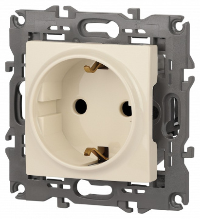 Розетка с заземлением и со шторкой, без рамки Эра Эра Elegance 14-2102-02