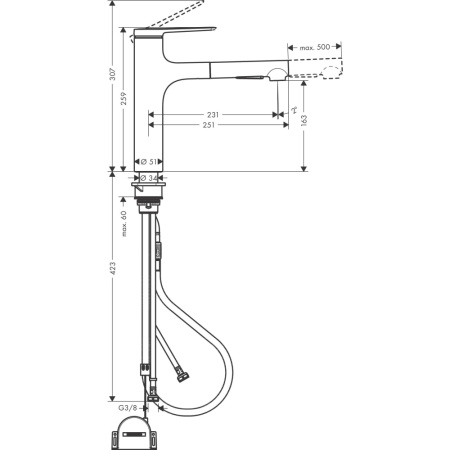 Смеситель для кухни hansgrohe Zesis M33 74804000