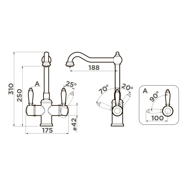 Смеситель для кухни Omoikiri Tottori-SI 4994046 античное серебро