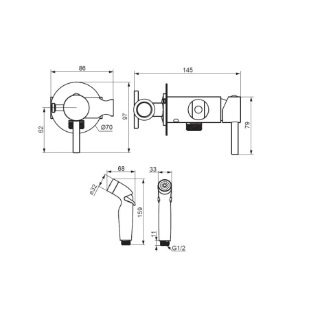 Гигиенический душ Damixa Option 211000300 черный матовый