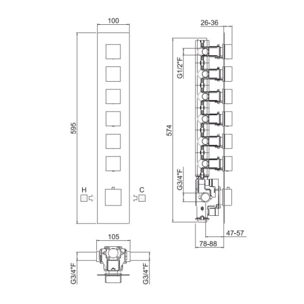 Смеситель для душа Carimali ilQuadro 21060EST-CR