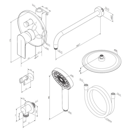 Душевой комплект Damixa Apollo 947520300 черный матовый