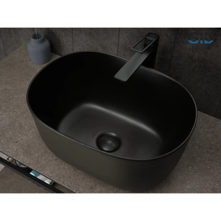 Раковина-чаша GID N9302bg 45x32 см, накладная, черный графит