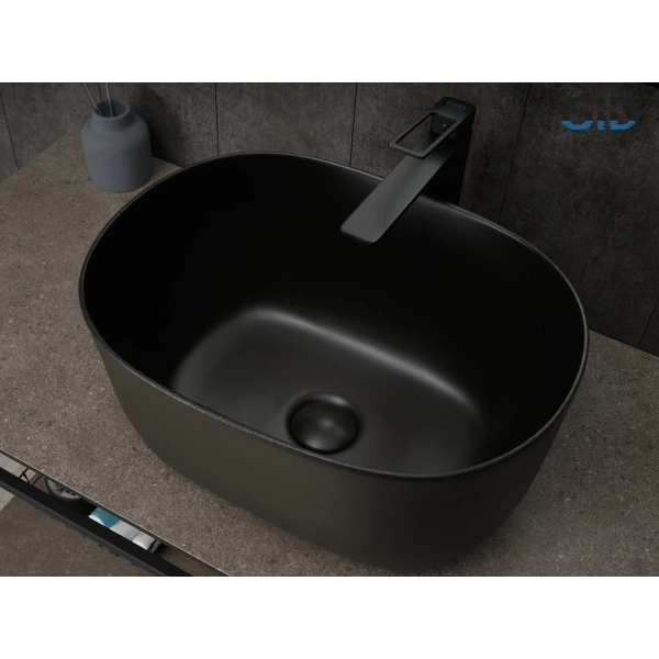 Раковина-чаша GID N9302bg 45x32 см, накладная, черный графит
