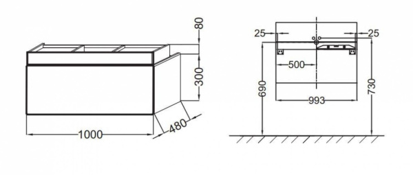 Тумба под раковину 100 см Jacob Delafon Terrace EB1187-442 серый антрацит лак