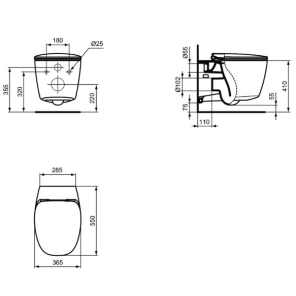 Унитаз подвесной Ideal Standard Dea AquaBlade T348701 с сиденьем, белый