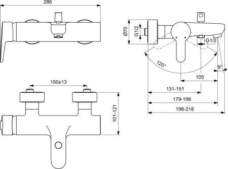 Смеситель для ванны/душа Ideal Standard Connect B9921AA