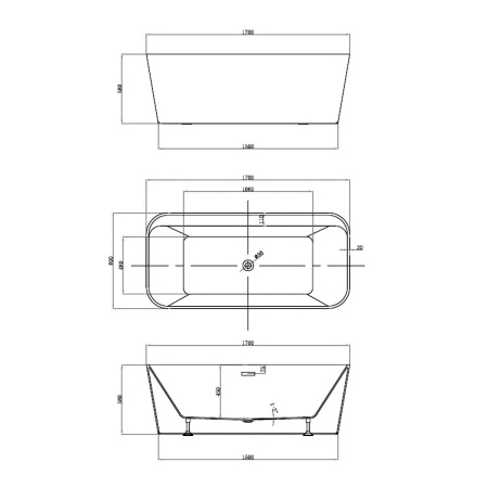 Акриловая ванна Vincea 170x80 VBT-401-1700MW