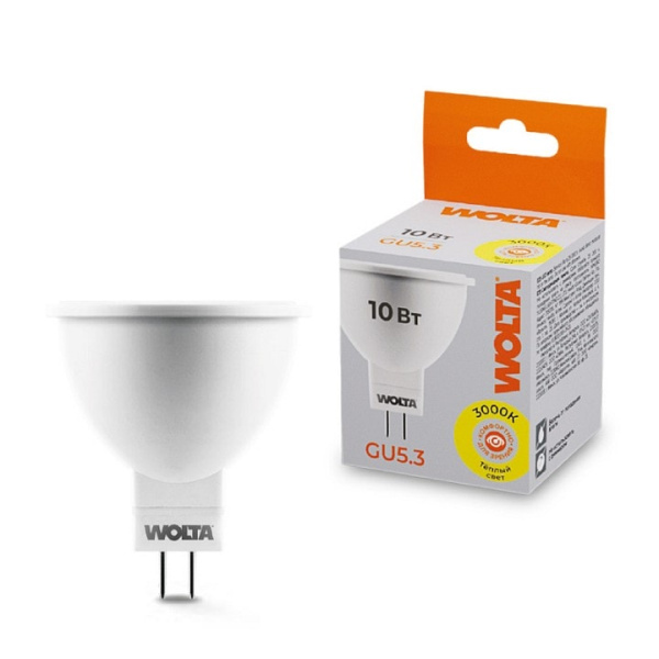 Лампа светодиодная Wolta GU5.3 10Вт 3000K 25YMR16-220-10GU5.3