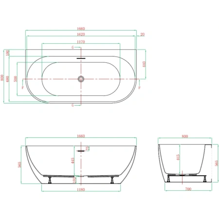 Акриловая ванна 166x80 см Vagnerplast Vera KRBV166VER9X-64