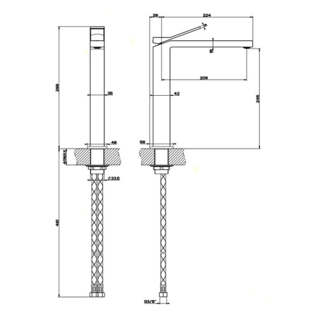 Смеситель для раковины Gessi Rettangolo K 53004#299 черный матовый