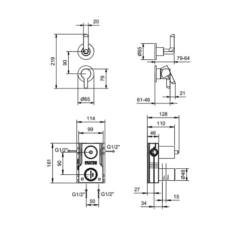Смеситель для душа Fantini Icona Classic 53 02 R685B