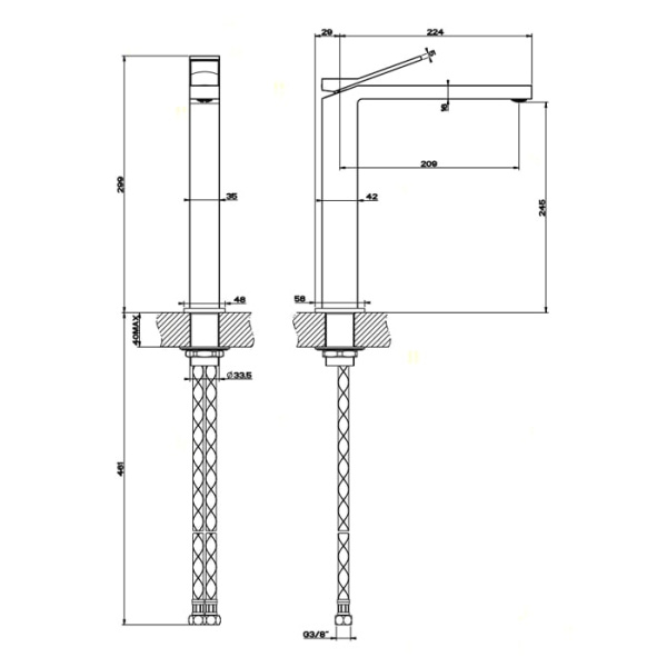 Смеситель для раковины Gessi Rettangolo K 53004#299 черный матовый