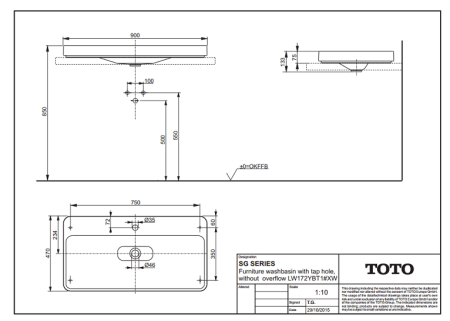 Раковина TOTO SG 90 LW172Y
