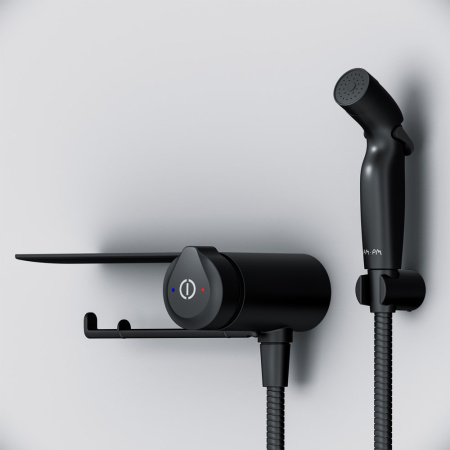 Гигиенический душ AM.PM X-Joy TouchReel F0H85A822 со смесителем и полкой черный матовый
