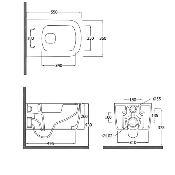 Подвесной унитаз Kludi Resa S 27WCSET39 с крышкой-сиденьем черный матовый