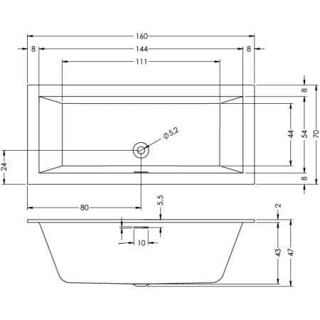 Акриловая ванна Riho Rethink Cubic B104001005 160x70 см, белый