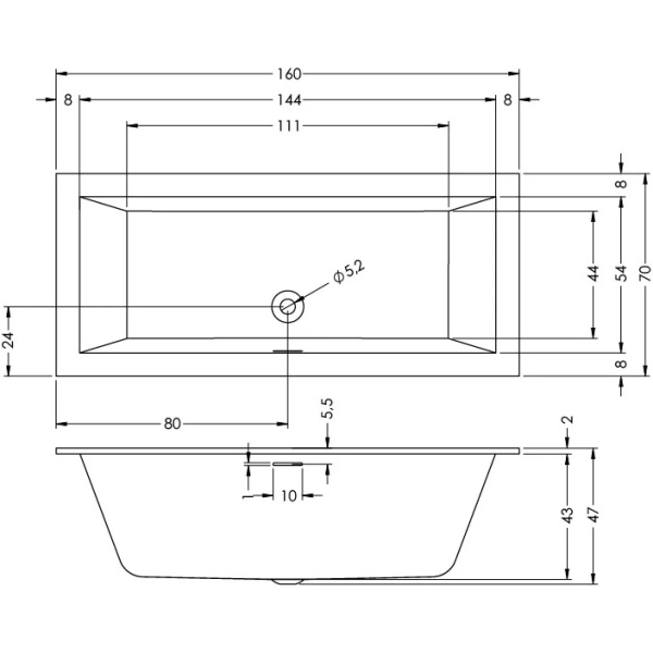 Акриловая ванна Riho Rethink Cubic B104001005 160x70 см, белый