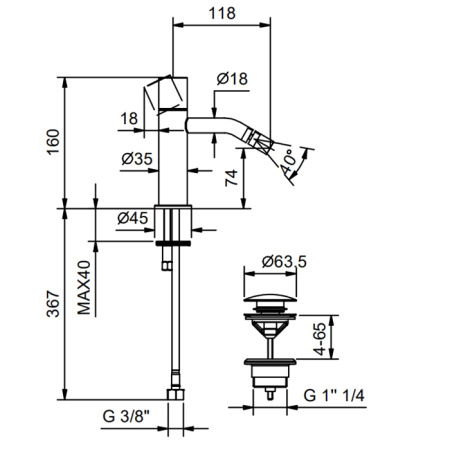 Смеситель для биде Fantini Nostromo 50 02 G908F