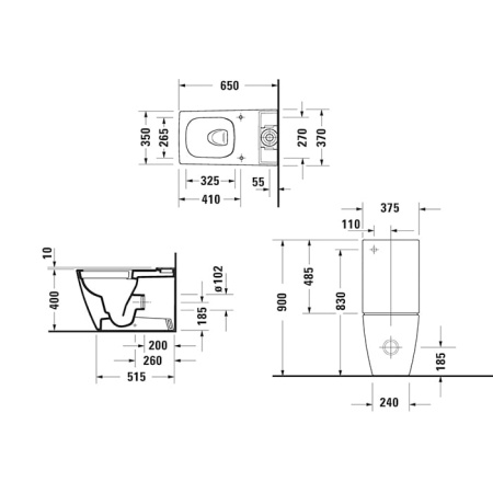 Бачок для унитаза Duravit Viu 0942000005 подключение слева белый