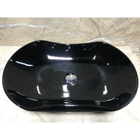 Раковина-чаша CeramaLux 9175AB 66x42 см, накладная, черный глянец