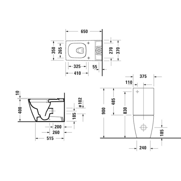 Бачок для унитаза Duravit Viu 0942000005 подключение слева белый