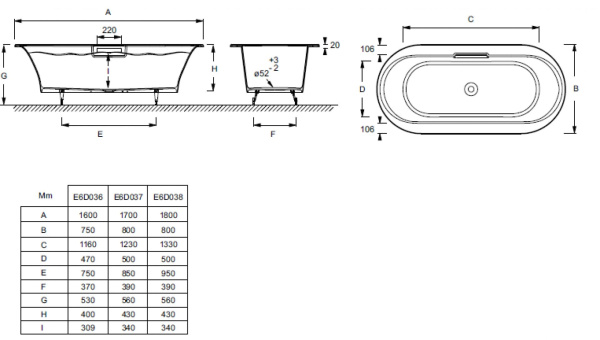 Чугунная ванна Jacob Delafon Volute 170x80 E6D037-00