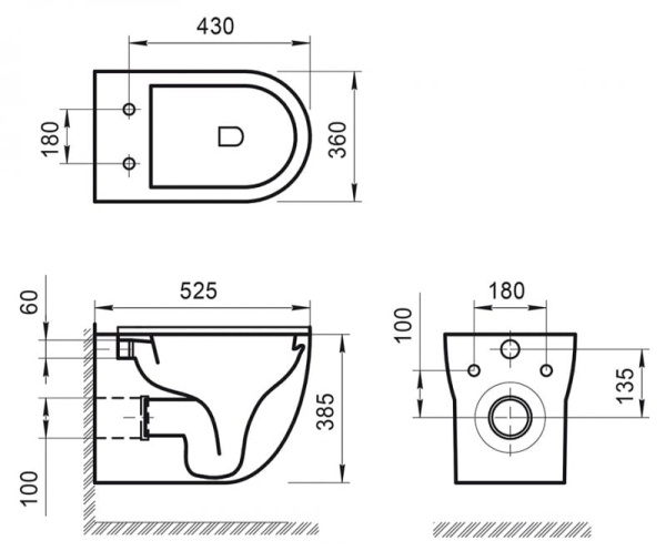 Чаша подвесного унитаза BelBagno Onda BB066CHR