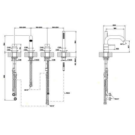 Смеситель для ванны Gessi 316 54037#239 нержавейка