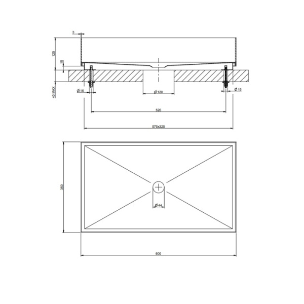 Раковина Gessi 316 60 см 54606#299 черный матовый