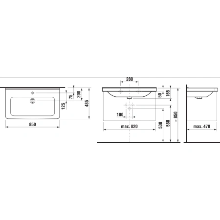 Раковина Cubito 85x48 см Jika 8104260001041
