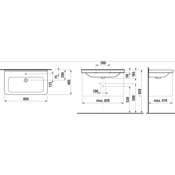 Раковина Cubito 85x48 см Jika 8104260001041